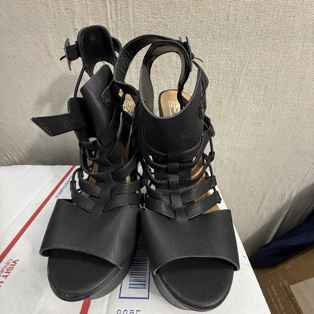 speed limit 98 womens black gladiator high heel sandals size 11